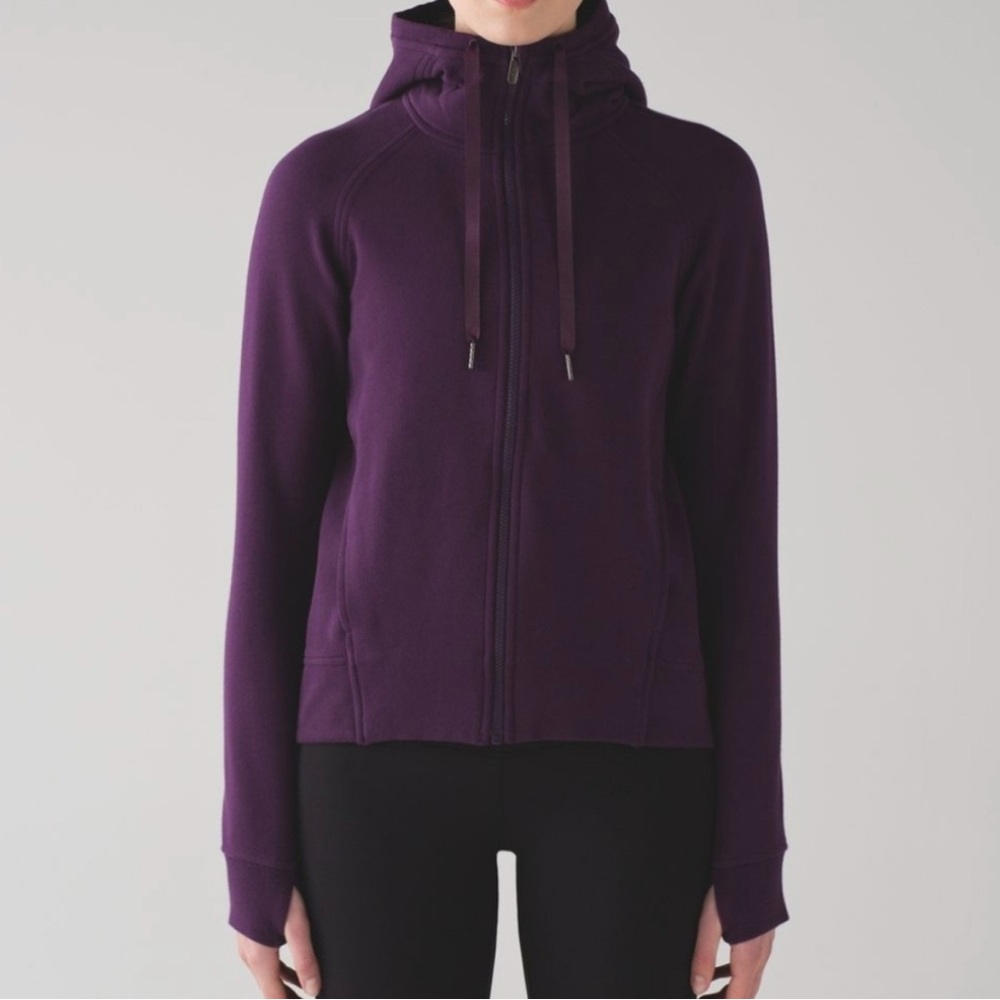 Lululemon Fleece Please Zip Up Hoodie Sweatshirt Size 6 Purple Full Zip Lounge